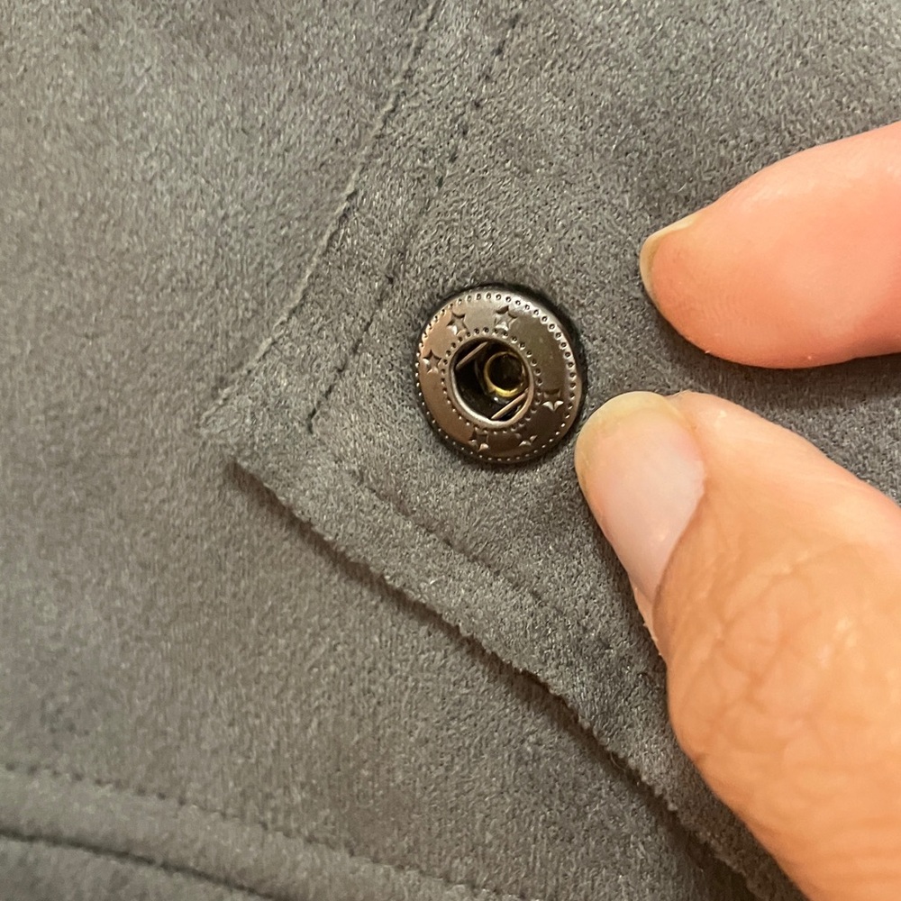 Tahari Charcoal Button-Up Trench Coat - Picture 4 of 8